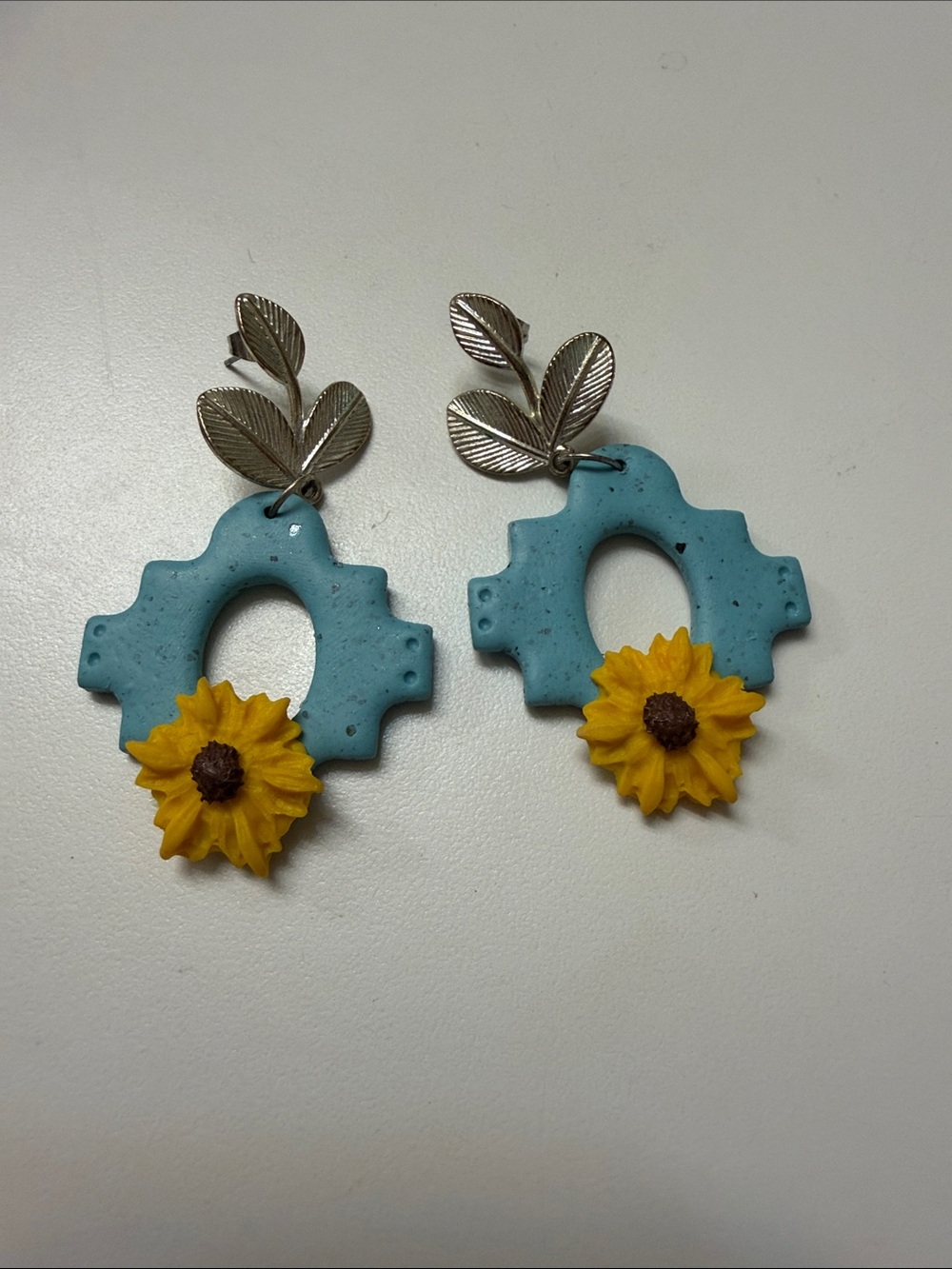 Turquoise Sunflower Statement Earrings
